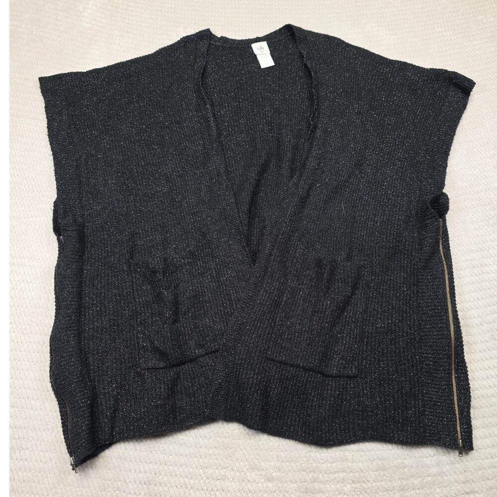 Cabi Sweater Womens XS/S Luxury Poncho Wrap Black Metallic Cardigan